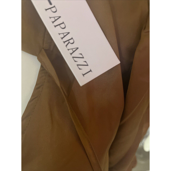 Women’s Rouched Long Sleeve Silky Soft Copper Vneck Blouse By Paparazzi - Picture 6 of 15